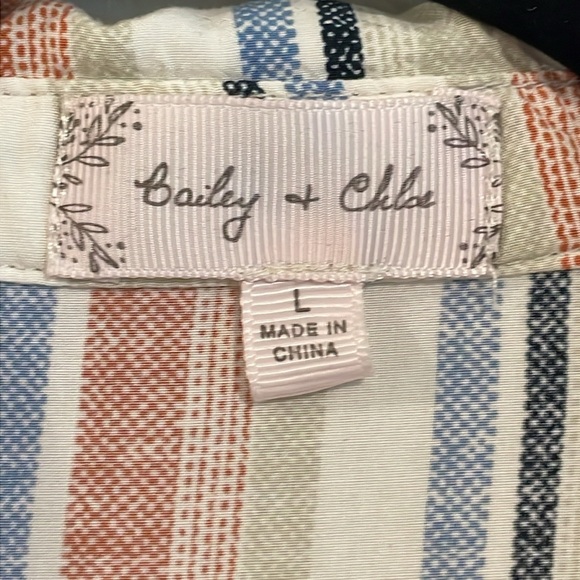 Bailey & Chloe Colorful Striped Lightweight High Low Hem Button Front Top - Picture 4 of 9